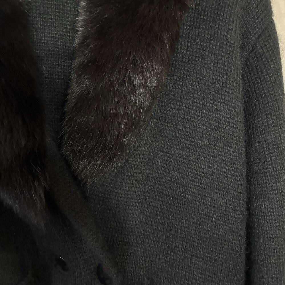 Nordstrom Gallery Designs By Rachelle Mohair Sweater Jacket Fox Fur Trim Size M - Picture 6 of 11
